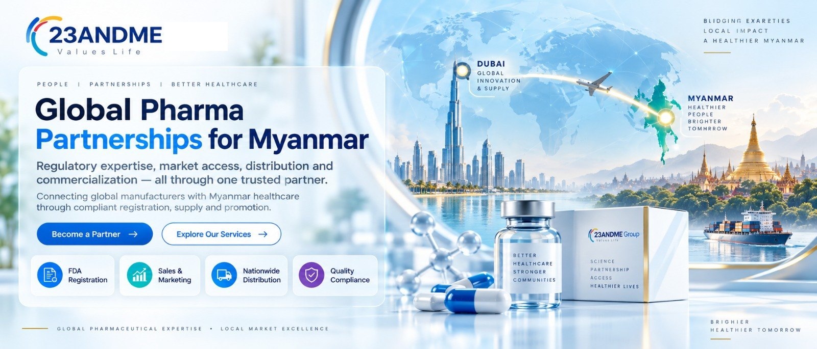 23ANDME Group — Global pharma partnerships for Myanmar: regulatory expertise, market access, distribution and commercialization through one trusted partner.